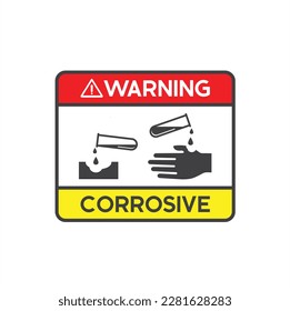 símbolo de icono corrosivo, corrosivo, arte vectorial.