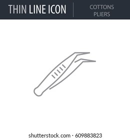 Symbol of Cottons Pliers. Thin line Icon of Dentist Tools. Stroke Pictogram Graphic for Web Design. Quality Outline Vector Symbol Concept. Premium Mono Linear Beautiful Plain Laconic Logo