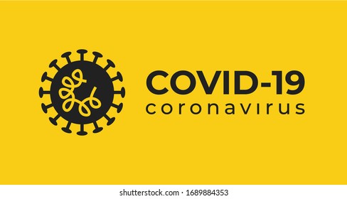 Symbol Covid-19 Coronavirus inscription typography design logo. MERS-Cov (Middle East Respiratory Coronavirus Syndrome) Viral pandemic. Yellow