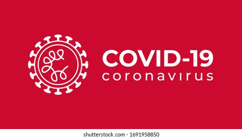 Symbol Covid-19 Coronavirus inscription typography design logo. MERS-Cov (Middle East Respiratory Coronavirus Syndrome) Viral pandemic. Red