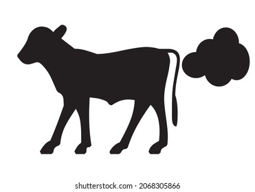 
Symbol Of A Cow Expelling Methane Gas. Greenhouse Effect. Climate Change