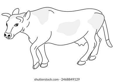 Symbol of cow with spots - side view, outline

