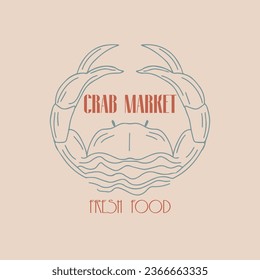 Symbol crab logo with water life design vector, seafood logo design