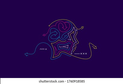 Symbol of Creative Brain, isolated vector abstract design