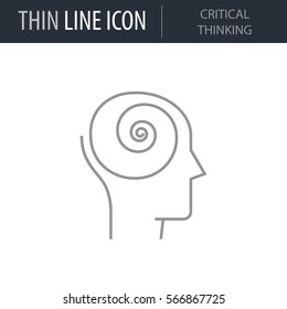 Symbol of Critical Thinking. Thin line Icon of Human Personality And Traits. Stroke Pictogram Graphic for Web Design. Quality Outline Vector Symbol Concept. Premium Mono Linear Beautiful Plain