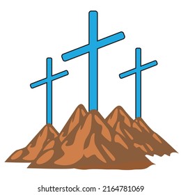Symbol of a cross. Christianity religious symbol. on mount. with white background.