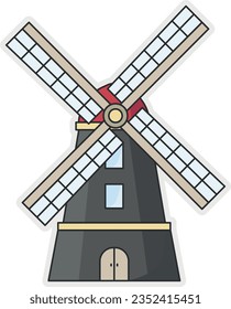 symbol, cross, windmill, vector, sign, illustration, yen, mill