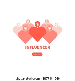A symbol of a crowd of people, an audience in the form of characters of the hearts of influencers.