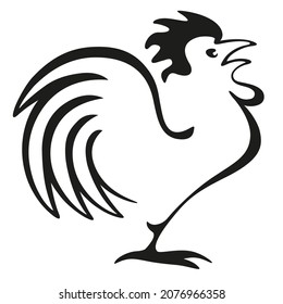 Symbol of the crowing rooster, in the form of a pictogram, with a stylized design of the animal emblem of France.