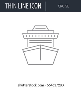 Symbol of Cruise. Thin line Icon of Transportation. Stroke Pictogram Graphic for Web Design. Quality Outline Vector Symbol Concept. Premium Mono Linear Beautiful Plain Laconic Logo