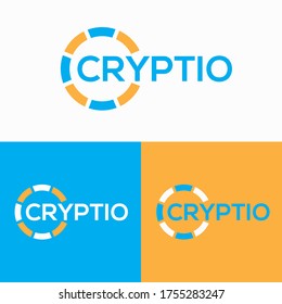Símbolo de cripto. Letra C en forma de líneas de chip. Plantilla para logotipo