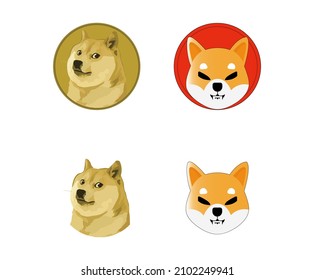 Symbol of cryptocurrency, symbol of Dogecoin and Shiba Inu. Vector svg