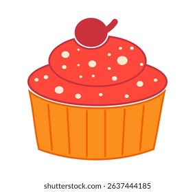 The symbol of a cupcake. A simple cartoon cupcake. Dessert, cake, sweet food. Vector illustrations EPS10