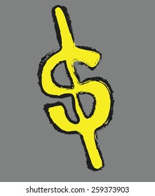 symbol currency dollar doodle, vector illustration