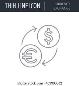 Symbol of Currency Exchange Thin line Icon of Banking and Finance. Stroke Pictogram Graphic for Web Design. Quality Outline Vector Symbol Concept. Premium Mono Linear Beautiful Plain Laconic Logo