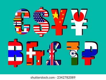 Symbol Currency in side Flag vector isolated