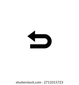 Símbolo de flecha curvada hacia atrás. Icono de puntero izquierdo, cursor de curva o flecha de dirección.