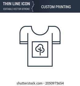 Symbol of Custom Printing Thin Line Icon of Advertising Media. Stroke Pictogram Graphic Suitable for Infographics. Editable Vector Stroke. Premium Mono Linear Plain Laconic Logo