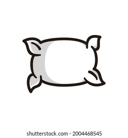 symbol of a cute pillow, in black line art style and shadow details.