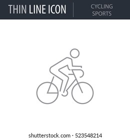 Symbol of Cycling Sports Thin line Icon of Fitness And Sport. Stroke Pictogram Graphic for Web Design. Quality Outline Vector Symbol Concept. Premium Mono Linear Beautiful Plain Laconic Logo