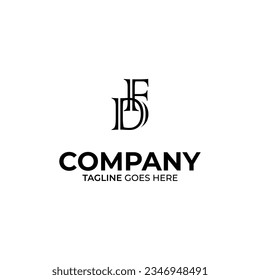 Logotipo de símbolo D sobre fondo blanco y negro, se puede usar para empresas de arte, deportes, etc