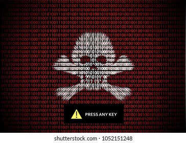 Symbol danger cyber skull and bones.