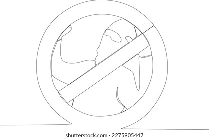 A symbol of danger to terrorism. Anti-terrorism day one line drawing