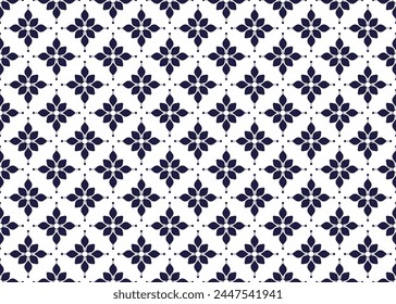 Symbol dark blue floral seamless pattern on a white background for cloth carpet wallpaper wrapping etc.