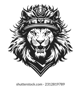 The symbol of a dashing lion king with a royal crown looking very angry
