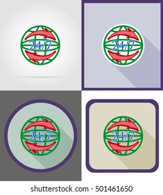 symbol delivery worldwide round the clock flat icons vector illustration isolated on background
