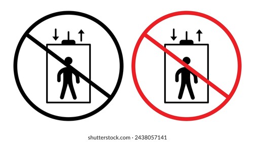 Symbol Denoting Elevator Restrictions. No Access to Lifts Signage.