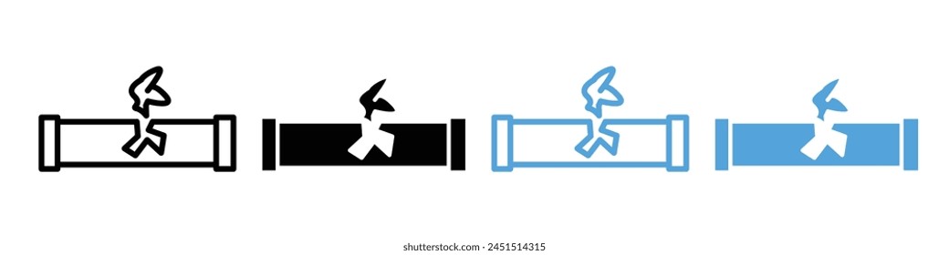 Symbol denoting repair work on corroded and leaky industrial water pipes