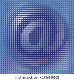 The at symbol depicted by round dots. Blue and pink tones. Gradient.