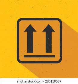 Up symbol design on yellow background,retro yellow background,clean vector