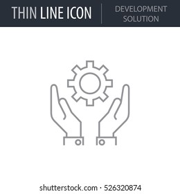 Symbol of Development Solution Thin line Icon of Global Business. Stroke Pictogram Graphic for Web Design. Quality Outline Vector Symbol Concept. Premium Mono Linear Beautiful Plain Laconic Logo