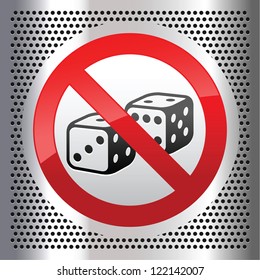 Symbol dice on a metallic perforated stainless steel sheet