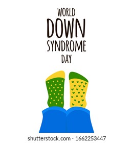 Symbol different socks for Down syndrome day isolated on white background. International Down Syndrome Day on 21 march vector banner design