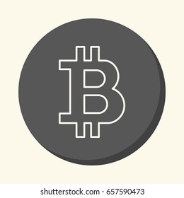 Symbol of digital crypto currency Bitcoin, round icon with the illusion of volume