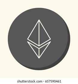 Symbol of digital crypto currency Etherium, a round icon with an illusion of volume