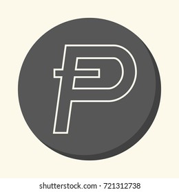 Symbol of digital crypto currency Potcoin, round line icon with illusion of volume, simple color change
