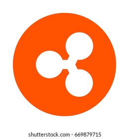 Symbol of digital crypto currency Ripple, vector monochrome round icon, flat style