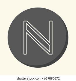 Symbol of digital cryptocurrency Namecoin, vector round linear icon with the illusion of volume