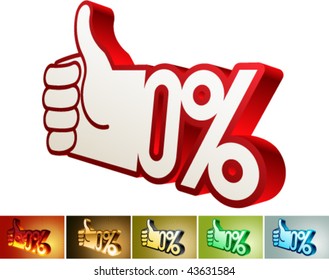 Symbol of discount or bonus on stylized hand