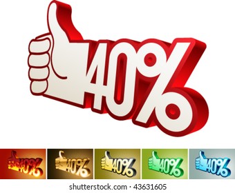 Symbol of discount or bonus on stylized hand