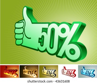 Symbol of discount or bonus on stylized hand