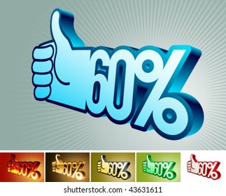 Symbol of discount or bonus on stylized hand