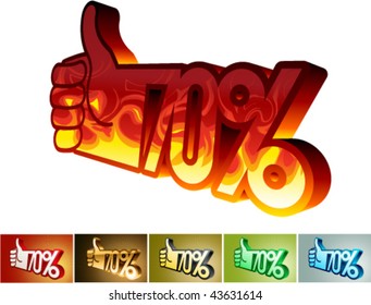 Symbol of discount or bonus on stylized hand