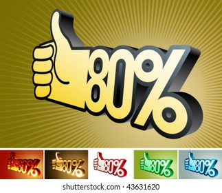 Symbol of discount or bonus on stylized hand