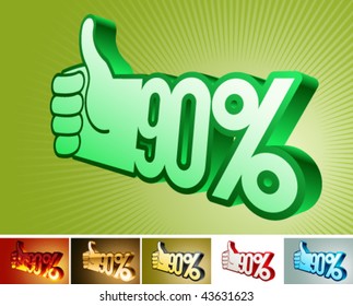 Symbol of discount or bonus on stylized hand