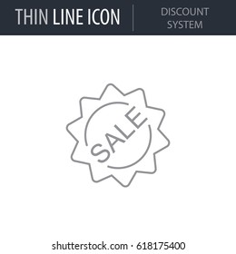 Symbol of Discount System. Thin line Icon of Shopping And Retail. Stroke Pictogram Graphic for Web Design. Quality Outline Vector Symbol Concept. Premium Mono Linear Beautiful Plain Laconic Logo